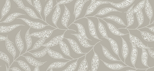 Abstract floral leaf seamless pattern with baroque style. © andin