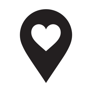 Love Location Pin Icon &ndash; Heart Map Marker Vector for Dating, Favorite Places and GPS Navigation