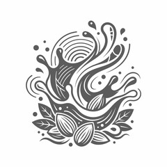 Fototapeta premium Almond Milk Splash with Leaves and Nuts - Abstract Liquid Design