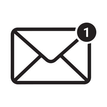 Black Envelope with Notification Badge Icon Vector