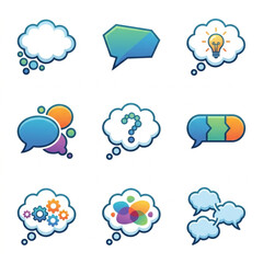 Obraz premium Collection of Pixel Art Speech Bubbles and Thought Clouds.