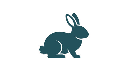 Obraz premium Dark Blue Silhouette of a Rabbit Sitting Down.