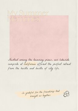A vintage-style summer memories template with pastel colors and text.
