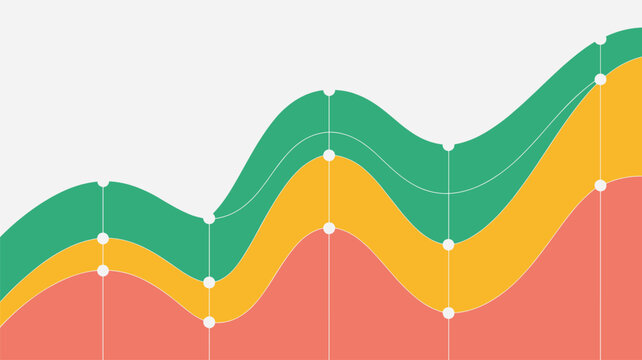 Multi-colored wavy line chart featuring white grid lines and circular data points plotted on a clean light gray background for financial data analysis.