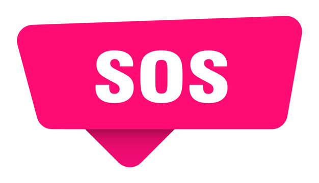 sos magenta sticker isolated on transpatent background. sos sign