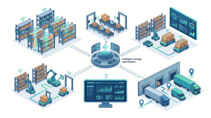 Fototapeta premium Smart Warehouse Automation Systems for Efficient Logistics