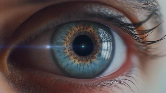 Video illustration of the complex interaction between the pupil and light. Detailed close-up of the eye reacting to different light intensities from bright sunlight to the soft glow of candlelight