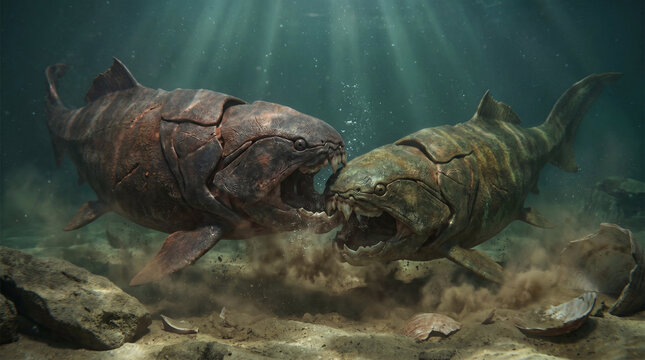 Dunkleosteus Territorial Fight Between Two Armored Prehistoric Predators.