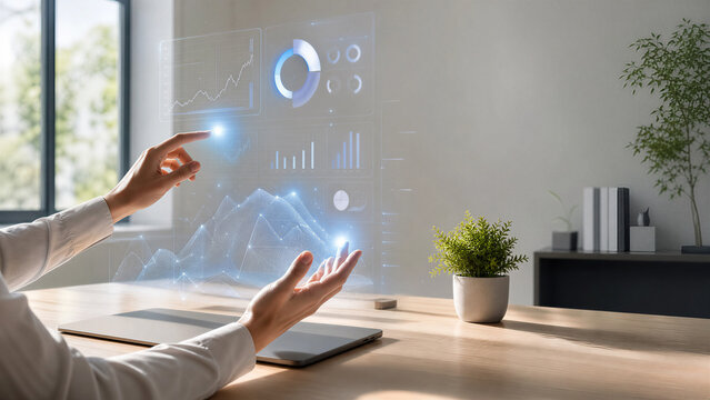 Future Workspace: Hands Interacting with 3D Holographic AI Interface