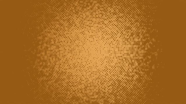 Retro orange halftone radial square pattern background