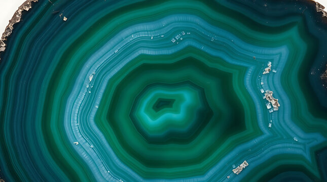 Organic Geometric Concentric Circles Pattern On Luxury Jade Quartz Mineral Surface Close Up View