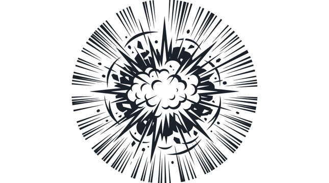 Explosion comic book style graphic element.