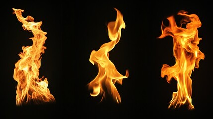 Fototapeta premium firefighting. Collection of flames isolated on black background with dramatic lighting effects, STEM education sheets, lab safety posters, designed for STEM education and laboratory safety posters.