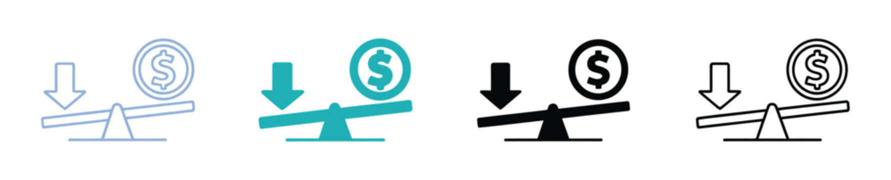Financial leverage icons illustrating business growth investment strategy and capital management