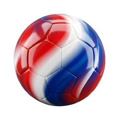 Fototapeta premium Stitched Soccer Ball Red Blue White Panels 3D Render Isolated