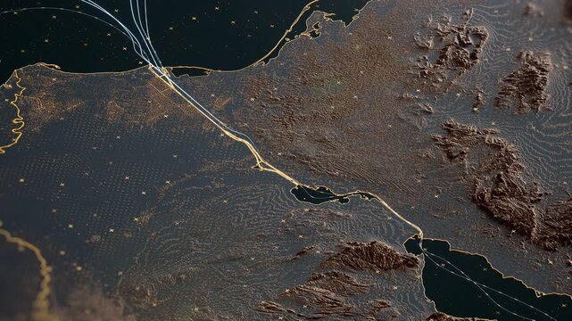 Suez Canal, Shipping Lanes and Trade Routes Concept Showing Navigation and Logistics