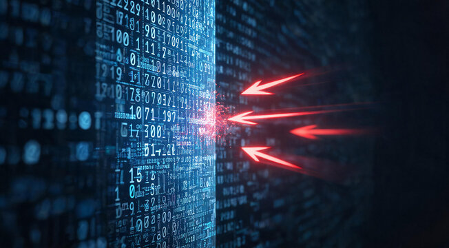 Data stream firewall barrier with code matrix background