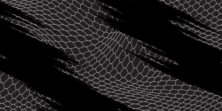 White soccer goal net pattern background on black backdrop