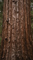 Obraz premium Close-Up Texture of Rough Reddish-Brown Giant Sequoia Tree Bark