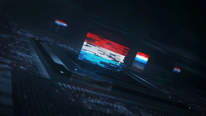 Fototapeta premium Luxemburg digital technology flag on computer CPU