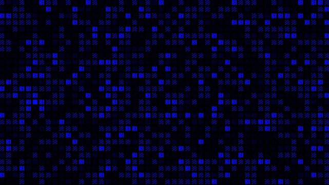 Abstract Blue Digital Pixel Grid Background, Geometric Data Pattern, Futuristic Tech Texture, Computer Code Visualization. Ideal for modern digital art projects requiring a sleek, professional.