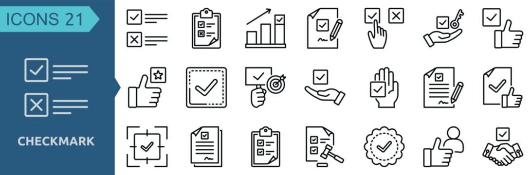 Checkmark icon collection set outline