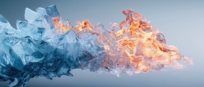 Abstract collision of ice and fire flow