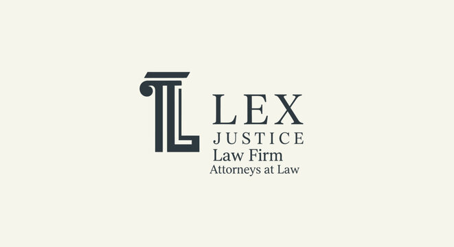 Lex Justice Law Firm Attorneys at Law Logo - Legal Symbolism and Professionalism
