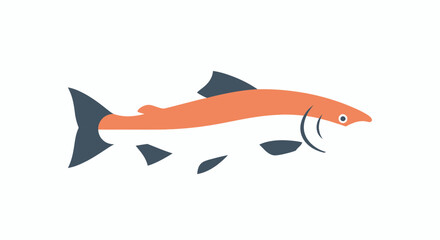 Obraz premium Stylized salmon fish illustration, orange and blue, isolated on white background, vector art