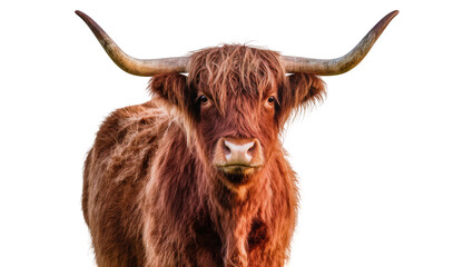 Highland cow with long horns and shaggy brown fur © Isolde