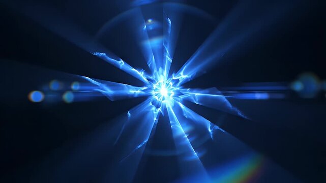 Abstract blue energy burst with radiating light.