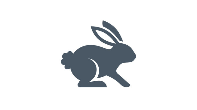 Silhouette of a rabbit in motion.