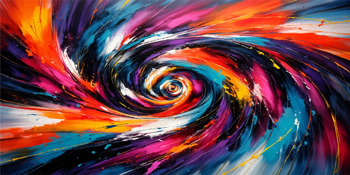 Abstract Colorful Fractal Background with Rainbow Swirls and Spiral Light Motion Design