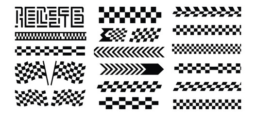 Racing stripe vector graphics with finish line checkered flag and racing car elements © MASUD MONY