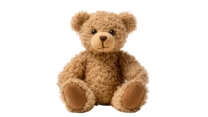 Fotobehang Beer Fluffy curly brown teddy bear toy sitting  © Isolde