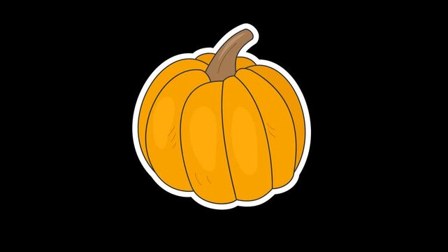 Seamless looping animation of a swinging pumpkin for autumn harvest and Thanksgiving concepts. Flat style sticker design element isolated on transparent alpha channel background