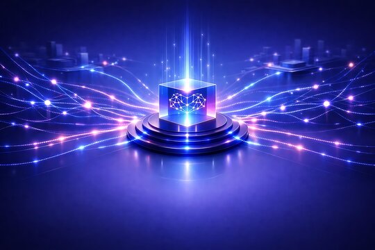 Futuristic Artificial Intelligence Core with Neural Network Data Processing and Digital Connectivity