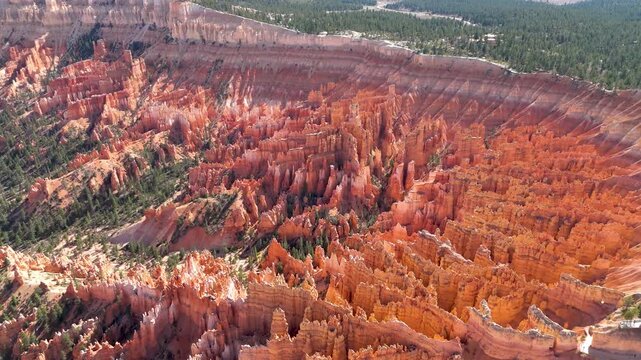 Breathtaking Aerial Panorama of Bryce Canyon's Stunning Orange Hoodoos in Utah
