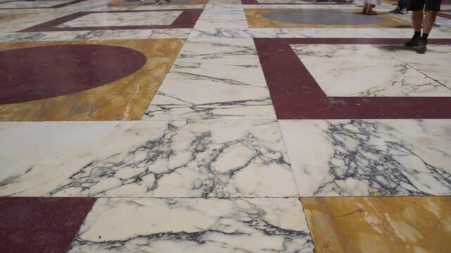 Geometric Marble Floor Pattern Inside Pantheon Rome Italy Historic Interior Detail Shot with Cinema Camera