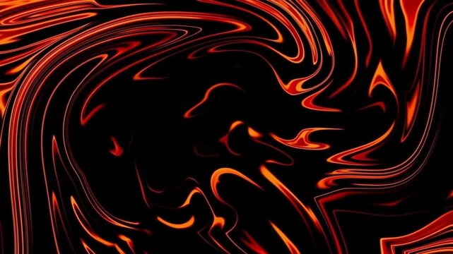 Vibrant orange and red swirling patterns on a black background with fluid motion
