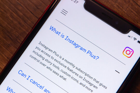 Mexico City, MEXICO - Jun 9 2026 : FAQ page for Instagram Plus, Meta's new monthly subscription offering exclusive Instagram features, is seen on an iPhone screen.