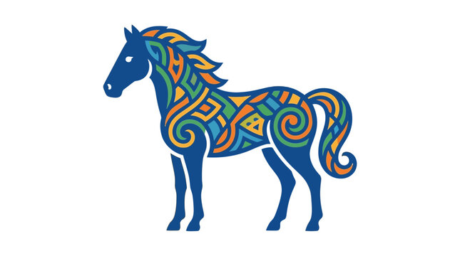 Stylized Horse Illustration with Intricate Patterns.