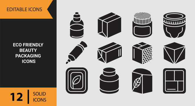 Eco Friendly Beauty Packaging Icons for Sustainable Cosmetic Product Design