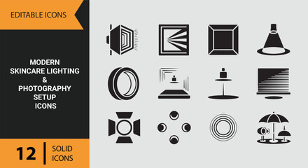 Modern Skincare Lighting Icons for Beauty Photography and Product Displays © Jemi