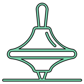 Elegant spinning top toy vetor icon, minimalist line llustration for childhood ames and baby play items, hin outline design for nurery graphics and educationl toy branding projects.