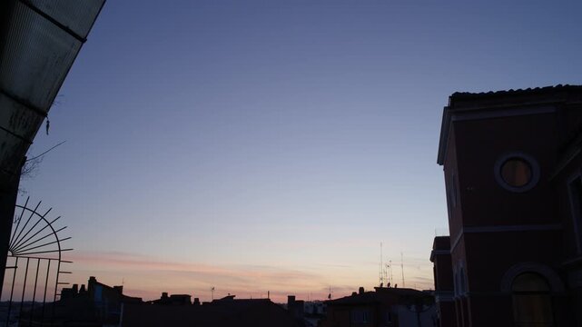 Sunset Skyline and Historic Rooftops in Rome Italy Evening Cityscape Shot with Cinema Camera