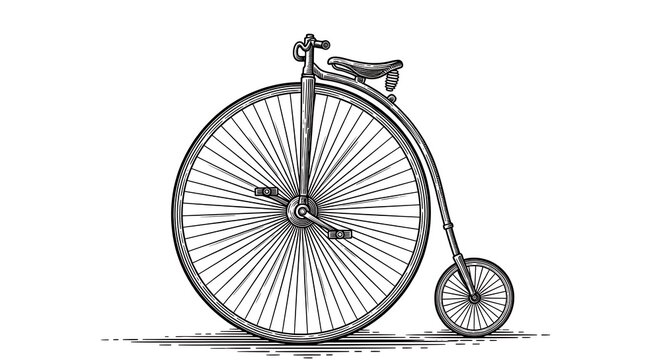 Vintage penny farthing bicycle illustration with large front wheel
