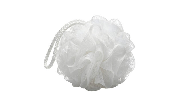 White loofah sponge, bath puff, shower sponge, hygiene product