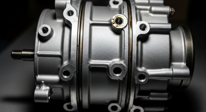 Close-up of industrial air conditioning compressor unit
