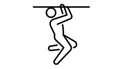 Obraz premium Customizable pull up bar vector icon illustration with editable stroke for calisthenics and home gym designs, featuring a professional thin line art style for strength training applications.